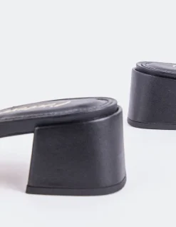 Mid Heels|Mules-L'INTERVALLE Fortunata Black Leather