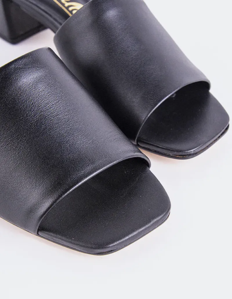 Mid Heels|Mules-L'INTERVALLE Fortunata Black Leather