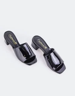 Mid Heels|Mules-L'INTERVALLE Fortunata Black Naplack