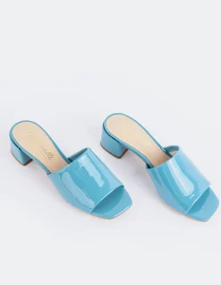 Mid Heels|Mules-L'INTERVALLE Fortunata Blue Naplack