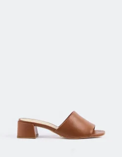 Mid Heels|Mules-L'INTERVALLE Fortunata Cognac Leather