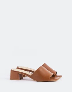 Mid Heels|Mules-L'INTERVALLE Fortunata Cognac Leather
