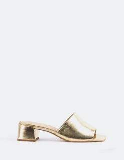 Mid Heels|Mules-L'INTERVALLE Fortunata Gold Leather