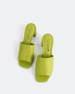 Mid Heels|Mules-L'INTERVALLE Fortunata Light Green Leather