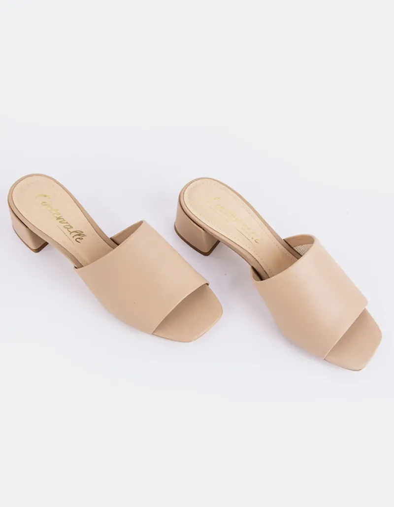 Mid Heels|Mules-L'INTERVALLE Fortunata Nude Leather