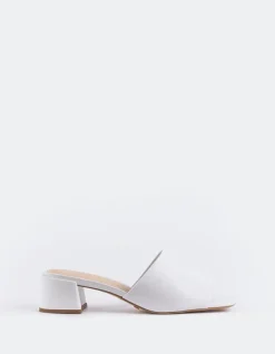 Mid Heels|Mules-L'INTERVALLE Fortunata White Leather