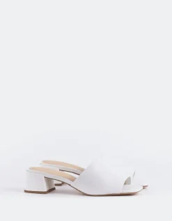 Mid Heels|Mules-L'INTERVALLE Fortunata White Leather