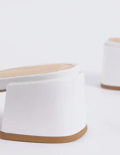 Mid Heels|Mules-L'INTERVALLE Fortunata White Leather