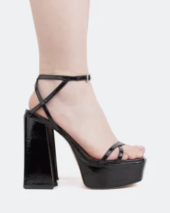 Platform|Strappy-L'INTERVALLE Fremont, Black Naplack/Naplack Noir