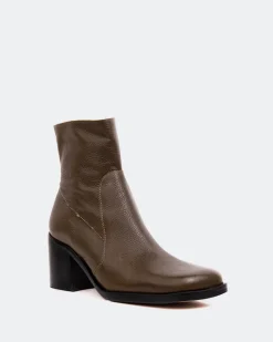 Ankle Boots-L'INTERVALLE Furley Khaki Leather
