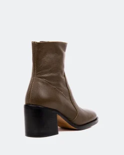 Ankle Boots-L'INTERVALLE Furley Khaki Leather