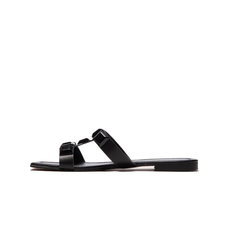 Flats|Mules-L'INTERVALLE Galia Black Leather