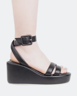 Wedges-L'INTERVALLE Geralda Black Leather