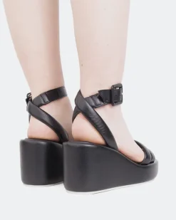 Wedges-L'INTERVALLE Geralda Black Leather