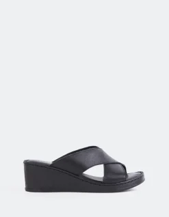 Wedges-L'INTERVALLE Govina Black Leather