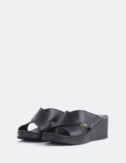 Wedges-L'INTERVALLE Govina Black Leather