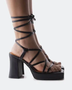 Platform|Strappy-L'INTERVALLE Grande Black Leather