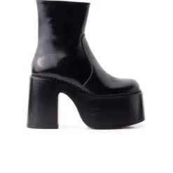 Platform|Ankle Boots-L'INTERVALLE Gunner Black Leather