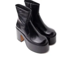 Platform|Ankle Boots-L'INTERVALLE Gunner Black Leather