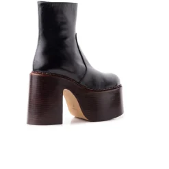 Platform|Ankle Boots-L'INTERVALLE Gunner Black Leather & Brown Sole