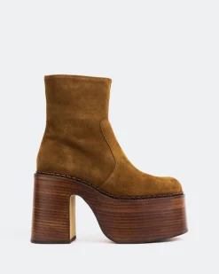 Platform|Ankle Boots-L'INTERVALLE Gunner Brown Suede