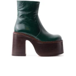 Platform|Ankle Boots-L'INTERVALLE Gunner Green Leather