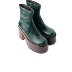 Platform|Ankle Boots-L'INTERVALLE Gunner Green Leather