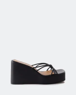 Wedges-L'INTERVALLE Harmonia Black Leather