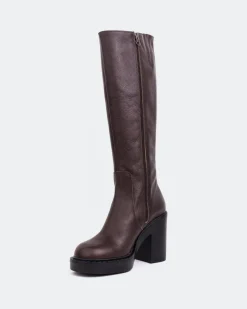Tall Boots-L'INTERVALLE Hedon Brown Leather