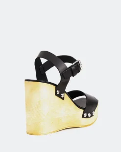 Wood Sandals|Wedges-L'INTERVALLE Heloise Black Leather