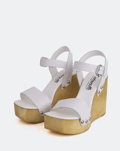 Wood Sandals|Wedges-L'INTERVALLE Heloise White Leather
