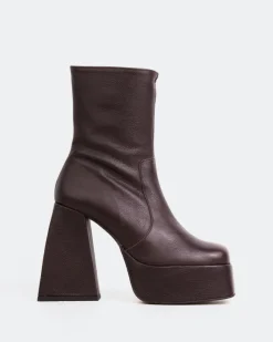 Platform|Ankle Boots-L'INTERVALLE Hippie Brown Leather