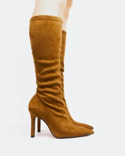 Tall Boots-L'INTERVALLE Horizon Tan Suede Stretch