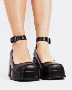 Platforms|Mary-jane-L'INTERVALLE Huchette Black Leather