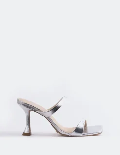 Mid Heels|Mules-L'INTERVALLE Jandira Silver Leather