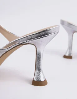 Mid Heels|Mules-L'INTERVALLE Jandira Silver Leather