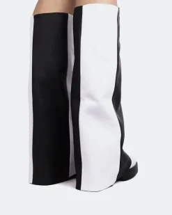 Platform|Tall Boots-L'INTERVALLE Jaris Black-White Leather