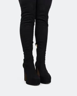 Over-the-knee|Stretch-L'INTERVALLE Kalaf Black Suede Stretch