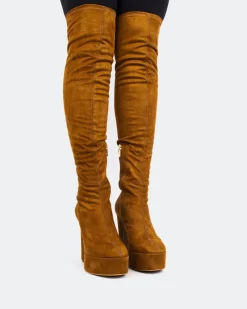 Over-the-knee|Stretch-L'INTERVALLE Kalaf Camel Suede Stretch