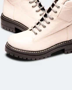 Ankle Boots-L'INTERVALLE Kawasaki Off White Croco