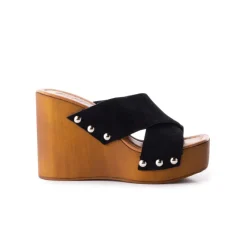 Wood Sandals|Wedges-L'INTERVALLE Kitten Black Suede