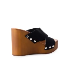 Wood Sandals|Wedges-L'INTERVALLE Kitten Black Suede