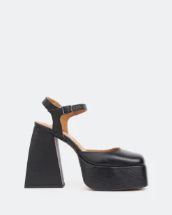 Platforms-L'INTERVALLE Kotter, Black Leather/Cuir Noir