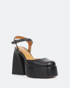 Platforms-L'INTERVALLE Kotter, Black Leather/Cuir Noir