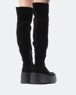 Over-the-knee|Stretch-L'INTERVALLE Koulutie Black Suede Stretch