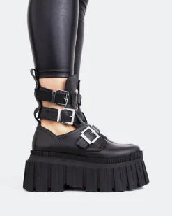 Platform|Ankle Boots-L'INTERVALLE Landry Black Leather