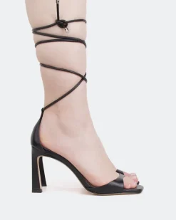 Strappy|High Heels-L'INTERVALLE Lavo, Black Leather/Cuir Noir