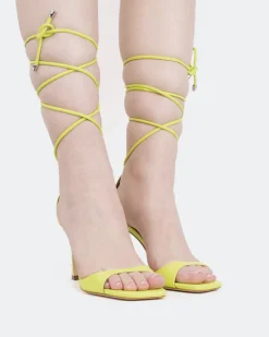 Strappy-L'INTERVALLE Lavo, Lime Leather/Cuir Citron