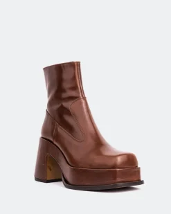 Platform|Ankle Boots-L'INTERVALLE Lepic Chestnut Leather