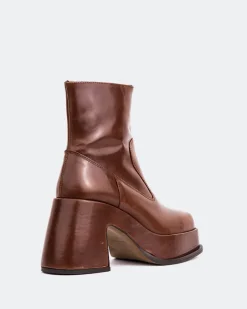 Platform|Ankle Boots-L'INTERVALLE Lepic Chestnut Leather